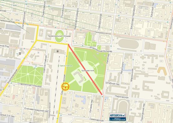 Схема рекламной плоскости по адресу Среднефонтанская Куликово поле №1 А2