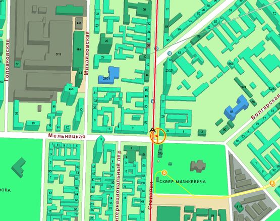 Схема рекламної площини за адресою Степовая Мельницкая  (левая) А1