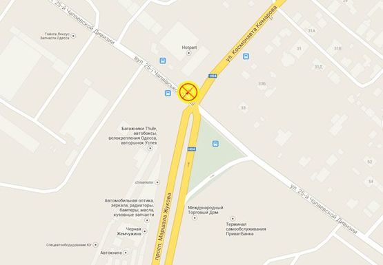 Схема рекламної площини за адресою 25-й Чапаевской Дивизии угол Комарова №12 В1 правая