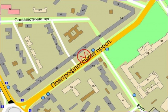 Схема рекламної площини за адресою Воздухофлотский проспект, 40  ( по ходу за 300м к Севастопольской пл. )