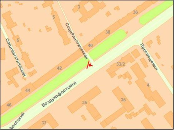 Схема рекламної площини за адресою Вoздухoфлoтский пр. 42