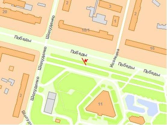 Схема рекламної площини за адресою Победы пр. 11-призма в Центр
