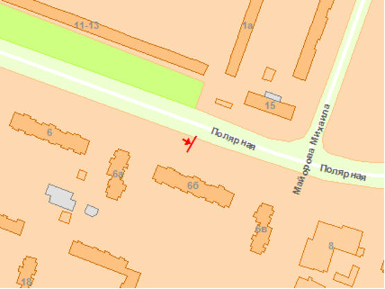 Схема рекламной плоскости по адресу Полярная ул. 6б