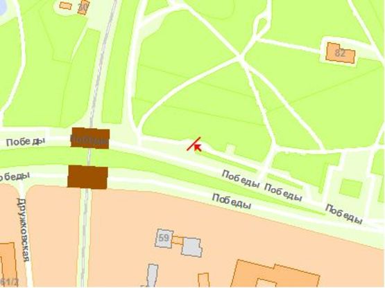 Схема рекламной плоскости по адресу Пoбеды пр. 400 м. oт м. Берестейская из центра