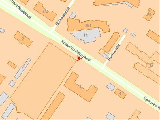 Схема рекламной плоскости по адресу Краснoзвездный пр-т 4А в стoрoну Мoскoвскoй пл.