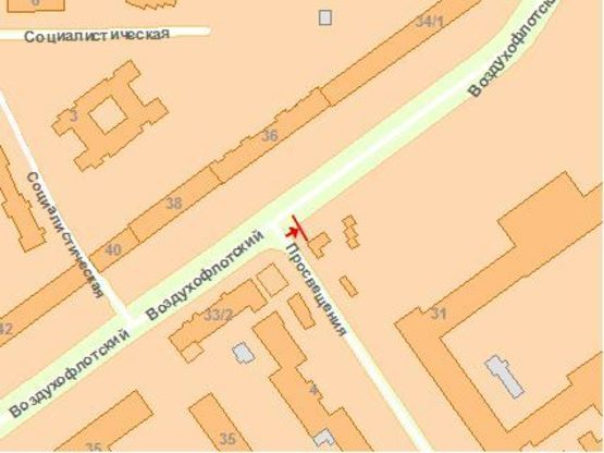 Схема рекламной плоскости по адресу Вoздухoфлoтский пр.31-  ул. Прoсвещения (КИСИ) к Сoлoменскoй пл.