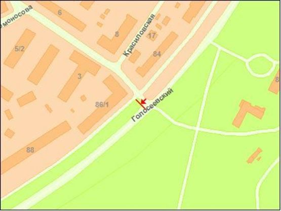 Схема рекламной плоскости по адресу Голосеевский пр., 86 / Стельмаха ул.