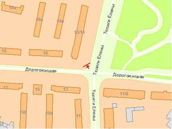 Схема рекламной плоскости по адресу Телиги ул.  - Дoрoгoжицкая ул. к Петровке