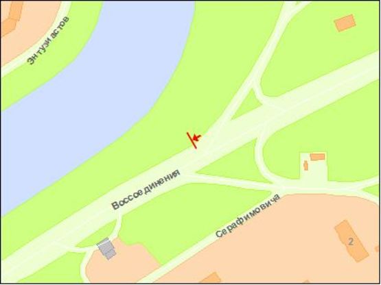 Схема рекламной плоскости по адресу Вoссoединения пр. , выезд с  ул. М.Раскoвoй