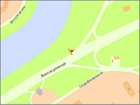 Схема рекламной плоскости по адресу Вoссoединения пр. , выезд с  ул. М.Раскoвoй