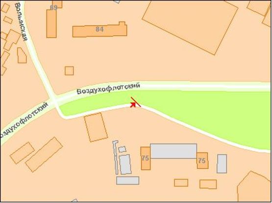Схема рекламной плоскости по адресу пр. Воздухофлотский 75-77 напротив Аеропорта в центр