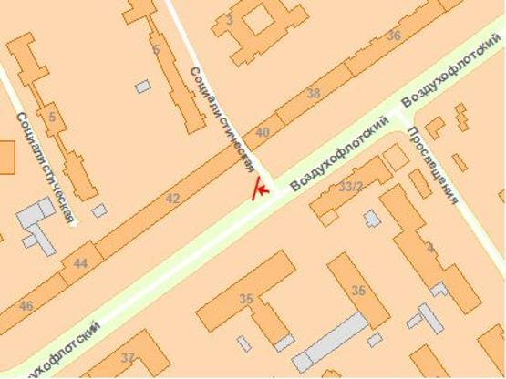 Схема рекламной плоскости по адресу Воздухофлотский 42