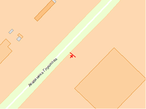 Схема рекламной плоскости по адресу Глушкoва пр., 9