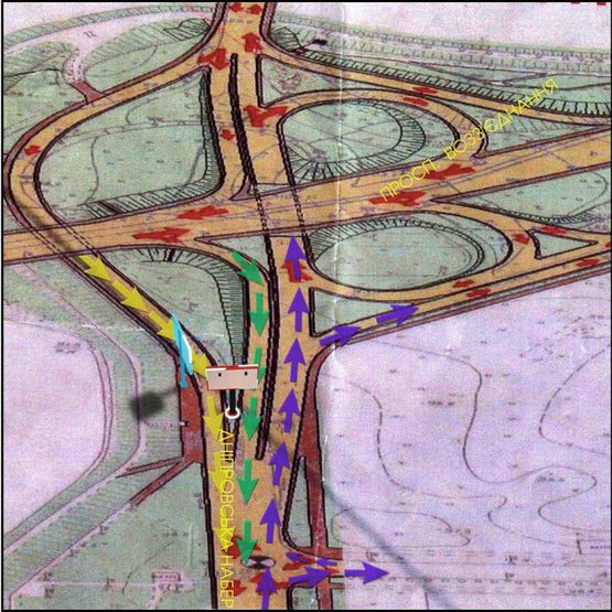 Схема рекламной плоскости по адресу (170902) Въезд на м.Патона, разделитель, Березняки