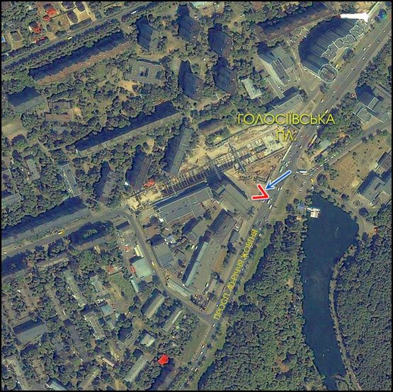 Схема рекламной плоскости по адресу (8309) Голосеевская площадь, из центра