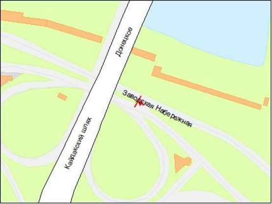 Схема рекламной плоскости по адресу Заводская Набережная ул., Кайдакский мост, из центра