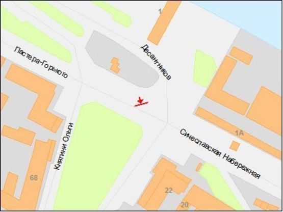 Схема рекламной плоскости по адресу Сичеславская Набережная ул. - Княгини Ольги ул., речпорт, в центр