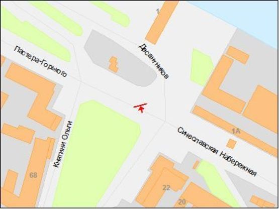 Схема рекламной плоскости по адресу Сичеславская Набережная ул. - Княгини Ольги ул., речпорт из центра