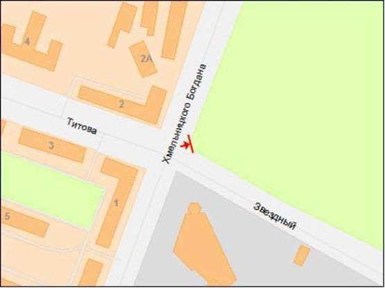 Схема рекламної площини за адресою Богдана Хмельницкого пр. - Титова ул.