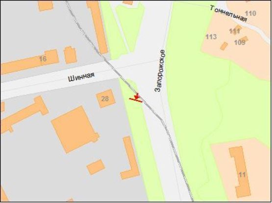Схема рекламной плоскости по адресу Запорожское шоссе, 24 - Шинная ул.