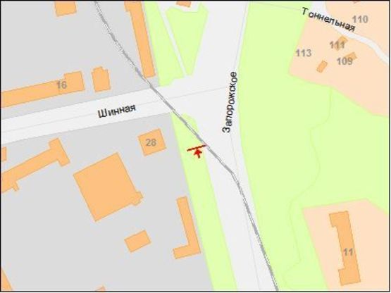 Схема рекламної площини за адресою Запорожское шоссе, 24 - Шинная ул.