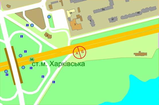 Схема рекламної площини за адресою Бажана Миколи проспект, навпроти буд. 3,  (М)"Харьківська" рух в напрямку міста Бориспіль