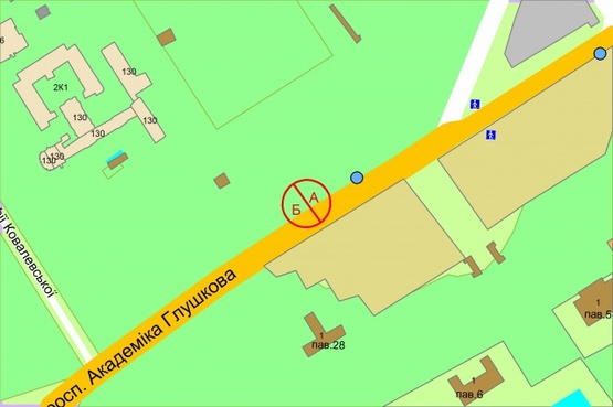 Схема рекламної площини за адресою Академіка Глушкова проспект, 2  (ст. М "Виставковий центр")