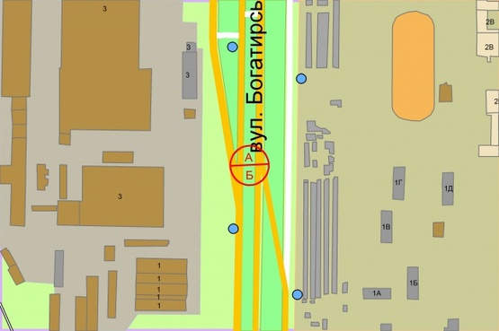 Схема рекламной плоскости по адресу Богатирська, 2 розподілювач, рух з Киева, навпроти пив.з-д"ОБОЛОНЬ"