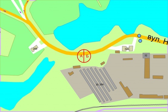 Схема рекламної площини за адресою Набережно-Рибальська, 400 метрів від проспекту Степана Бандери, рух до центру міста