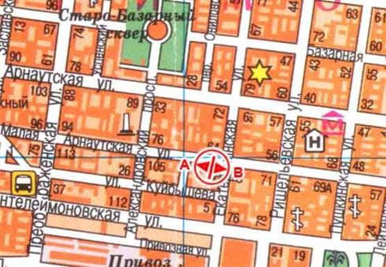 Схема рекламної площини за адресою М.Арнаутская - Екатерининская 84/86 B