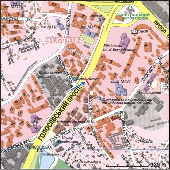 Схема рекламной плоскости по адресу (14790) Голосеевский пр., в центр к Автовокзалу