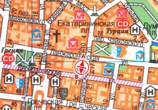 Схема рекламної площини за адресою Екатерининская, 14 А