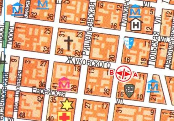 Схема рекламної площини за адресою Жуковского № 13 B