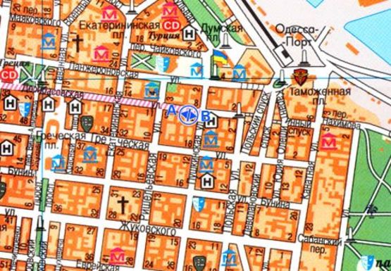 Схема рекламної площини за адресою Дерибасовская, 7 - Пушкинская В