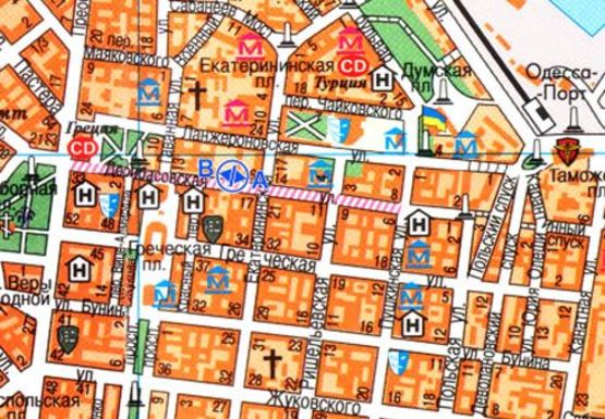 Схема рекламной плоскости по адресу Дерибасовская, 16 А