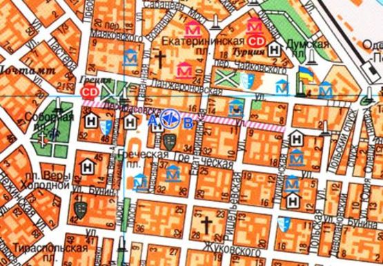 Схема рекламной плоскости по адресу Дерибасовская, 23 В