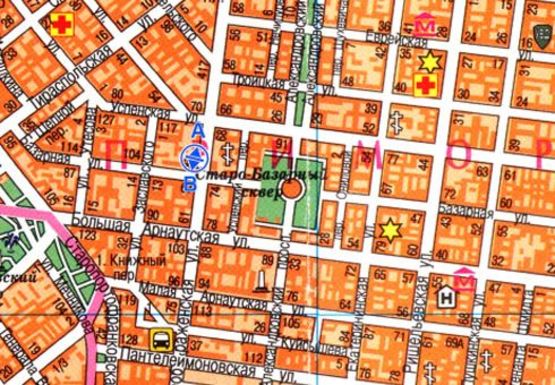 Схема рекламной плоскости по адресу Преображенская, 55, ул. Базарная