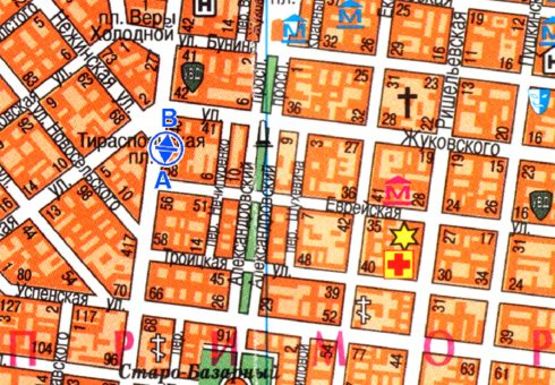 Схема рекламной плоскости по адресу Преображенская, 52 - Тираспольская пл-дь А, остановка