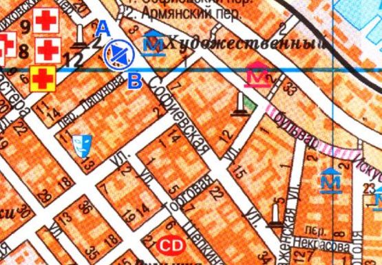 Схема рекламної площини за адресою Софиевская, 4 - Ольгиевская в город А, остановка