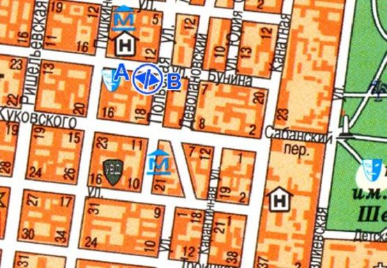 Схема рекламной плоскости по адресу Бунина, 11 - Польская ул. B