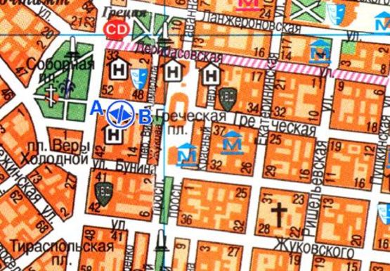 Схема рекламной плоскости по адресу Греческая, 45 Русский театр  В