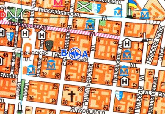 Схема рекламной плоскости по адресу Греческая, 30 А