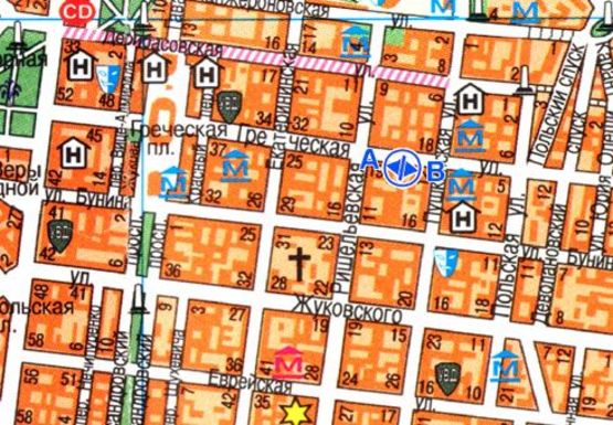 Схема рекламної площини за адресою Греческая, 17 А