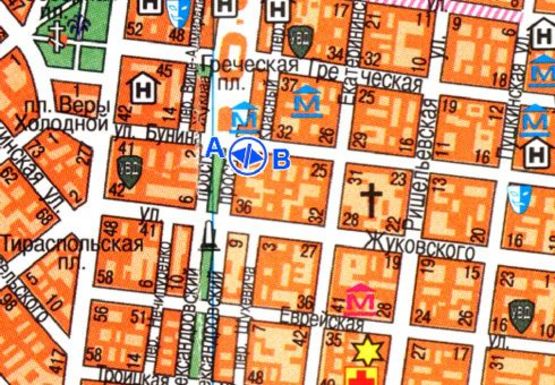 Схема рекламной плоскости по адресу Бунина ул. - Александровский пр-т 1 А