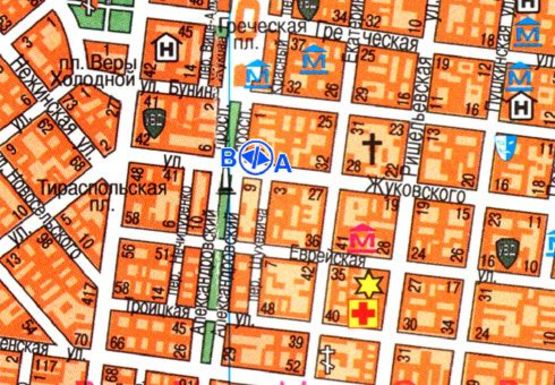 Схема рекламной плоскости по адресу Жуковского ,36- Александровский проспект А