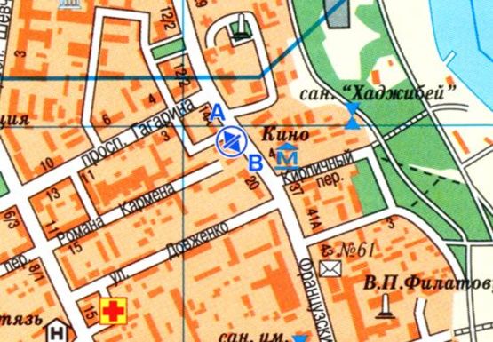 Схема рекламной плоскости по адресу Французский б-р, 16 м-н "Сельпо" 2 В