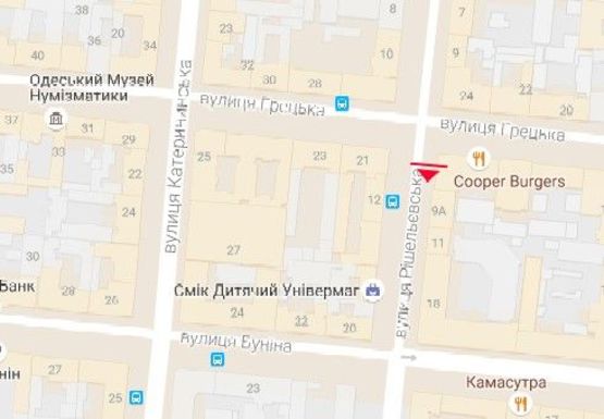 Схема рекламної площини за адресою Ришельевская ул., 9 - Греческая ул. В1