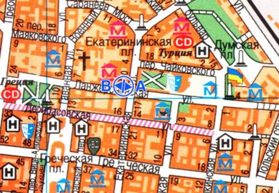 Схема рекламної площини за адресою Ланжероновская ул., 24 - Екатерининская ул., 12 А