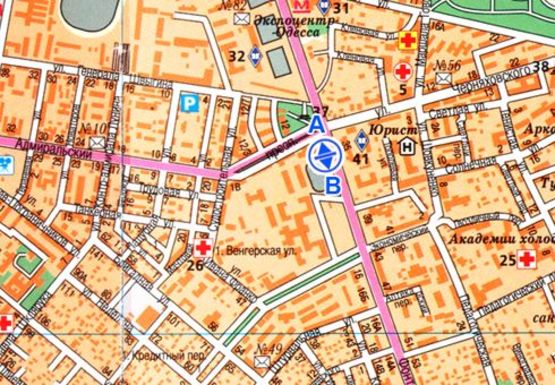 Схема рекламної площини за адресою 5-я ст.Б.Фонтана ул. - Адмиральский пр. №1(из центра) А остановка