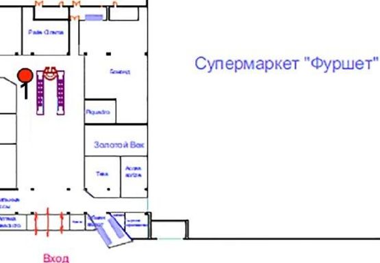 Схема рекламної площини за адресою ТЦ Fontan Sky холл №1А2